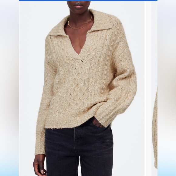 Madewell Cable Knit Polo Sweater XL NWT